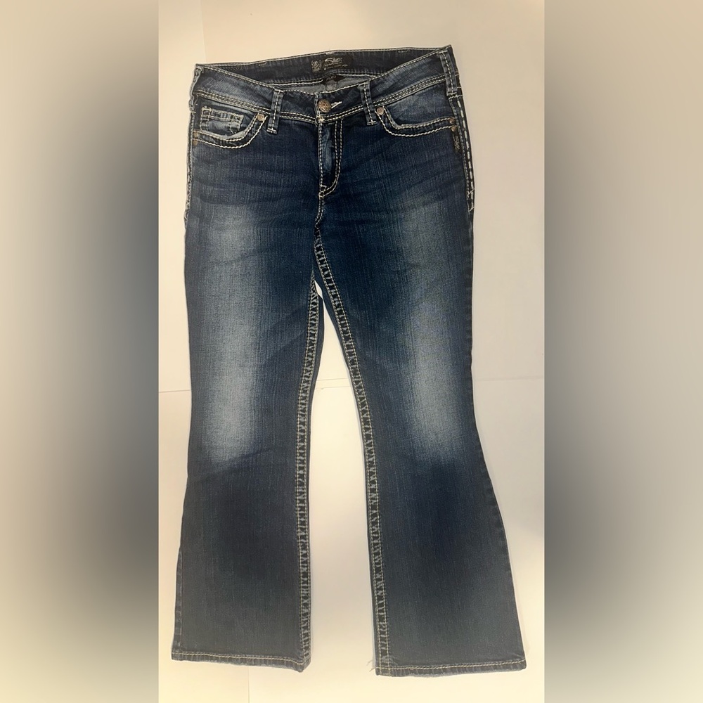 Silver Jeans Women’s Bootcut Jeans Blue Dark Wash Denim Suki Mid Rise Size 31/30